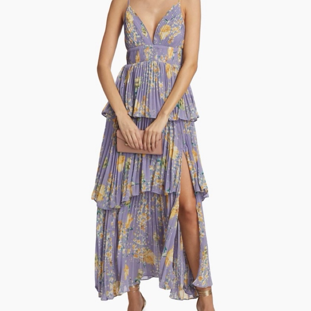 Astr Lavender and Yellow Floral Dress